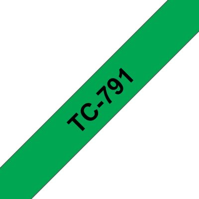 Brother TC-791 labelprinter-tape Zwart op groen