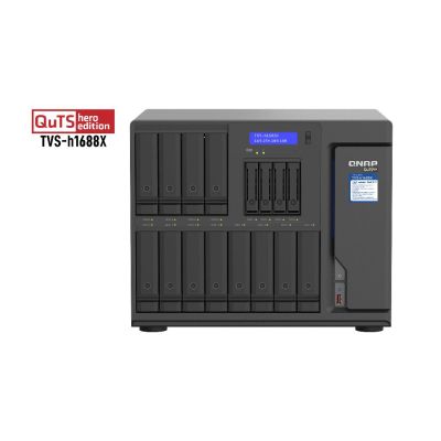 QNAP TVS-h1688X NAS Tower Intel® Xeon® W-1250 32 GB DDR4 0 TB QuTS hero Zwart