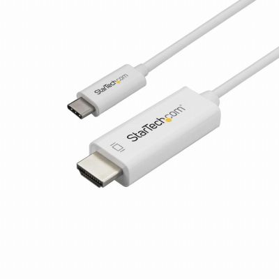 StarTech.com 2m USB C naar HDMI Kabel, 4K 60Hz USB Type C naar HDMI 2.0 Video Adapter Kabel, Thunderbolt 3 Compatibel, Laptop nar HDMI Monitor/Display, DP 1.2 Alt Mode HBR2, Wit