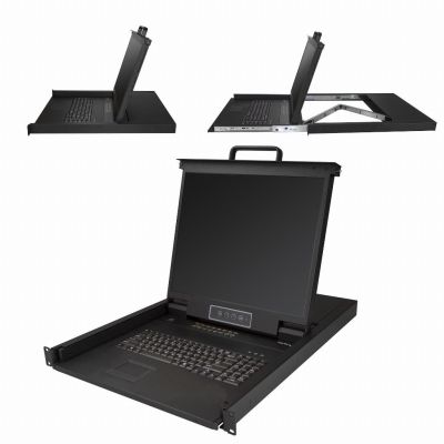 StarTech.com 16 port KVM Rack Console met 1,8m Lange Kabels, Geïntegreerde KVM Switch met 19" LCD Scherm, Universele 1U LCD KVM Console, OSD KVM, Duurzaam 50000 MTBF, USB + VGA Support, QWERTY Keyboard