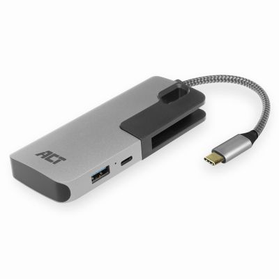 ACT USB-C hub 3.0, 3 poorts, cardreader, PD pass-through