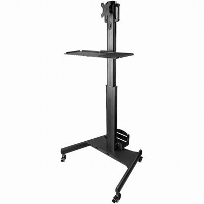 StarTech.com Mobiele Werkplek met Monitorsteun, CPU/PC Houder, Toetsenbord Lade - Ergonomisch Sta Bureau op Wielen - Mobiel Werkstation & Computermeubel - Mobiele Werkplek Trolley