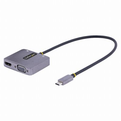 StarTech.com USB C HDMI VGA Adapter, USB C Multiport Video Adapter met HDMI, VGA en 3.5mm Audio, HDMI 4K 60Hz HDR, 100W PD 3.0, Thunderbolt 3/4 Compatibel, USB C Travel Adapter