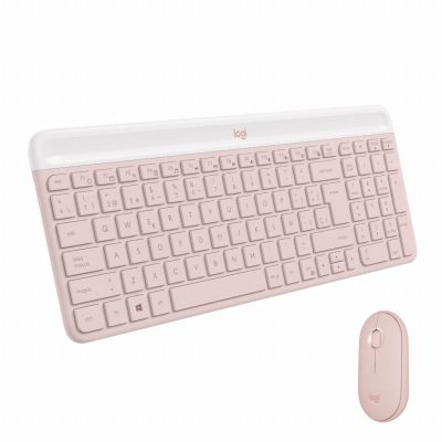 Logitech MK470 Slim Combo toetsenbord Inclusief muis Kantoor RF Draadloos QWERTY Spaans Roze