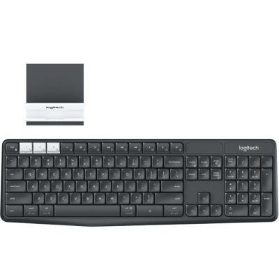 Logitech K375s Multi-Device Wireless Keyboard and Stand Combo toetsenbord RF-draadloos + Bluetooth QWERTZ Duits Grafiet, Wit