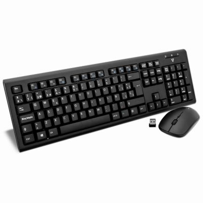 V7 CKW200 toetsenbord Inclusief muis Universeel RF Draadloos QWERTY Spaans Zwart