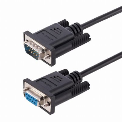 StarTech.com 3m RS232 Serial Null Modem Kabel, Seriële Crossover Kabel met Al-Mylar Afscherming, DB9 Seriële COM Poort Kabel Female naar Male, Compatibel met DTE Apparatuur, Zwart, F/M