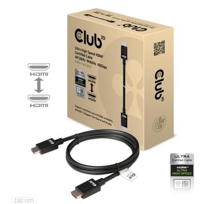 CLUB3D Ultra High Speed HDMI 4K120Hz, 144Hz Certified Cable 48Gbps M/M 1 m/3.28 ft 1Meter