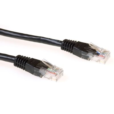 ACT Zwarte 0,5 meter U/UTP CAT6 patchkabel met RJ45 connectoren