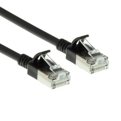 ACT Zwarte 0,5 meter LSZH U/FTP CAT6A datacenter slimline patchkabel snagless met RJ45 connectoren