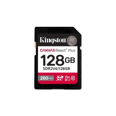 Kingston Technology 128GB Canvas React Plus SDXC UHS-II 280R/100W U3 V60 voor Full HD/4K