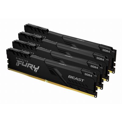 Kingston Technology FURY Beast 128GB 3200MT/s DDR4 CL16 DIMM (Kit van 4) Black